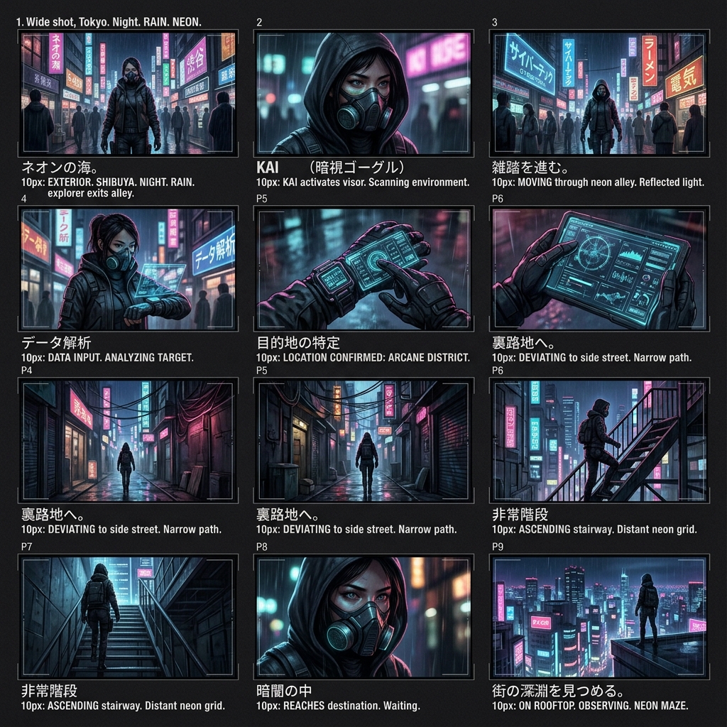 Nine-Panel Storyboard — Generated with Qwen Image 3.0 on Kenerate AI