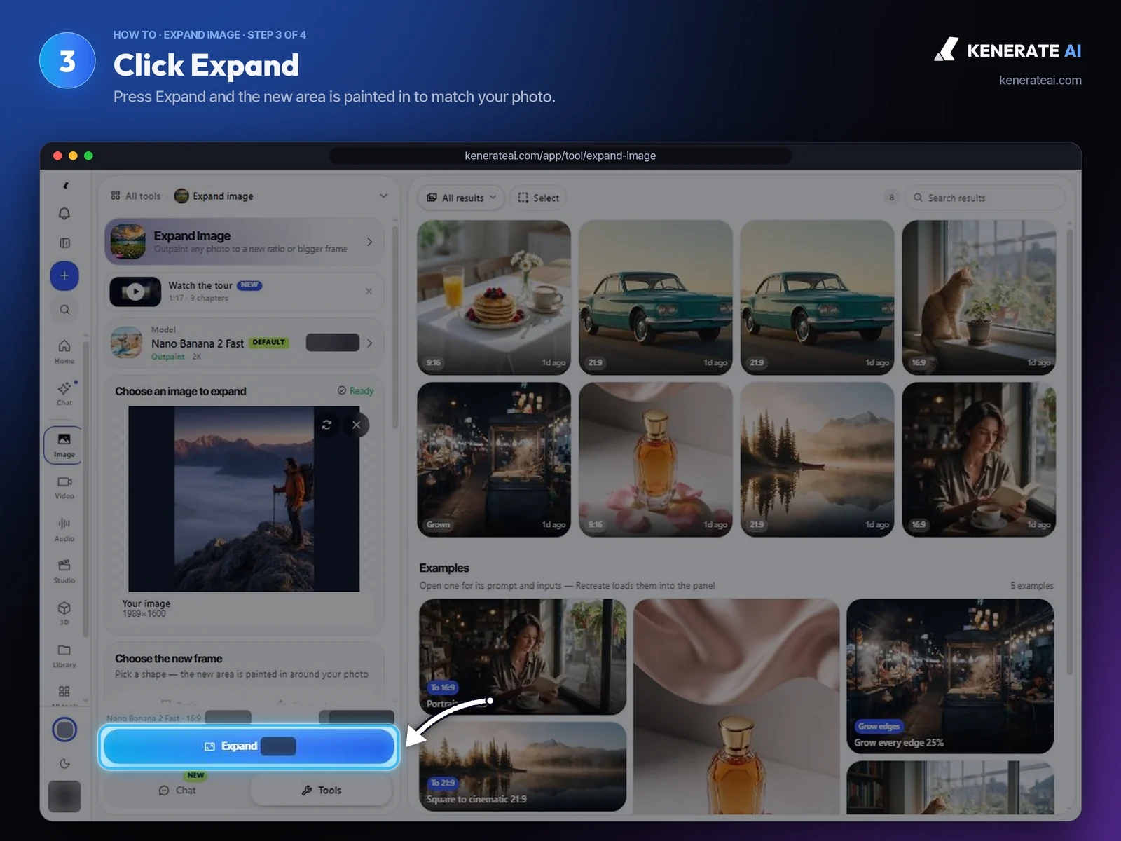 Kenerate AI Expand Image Expand button