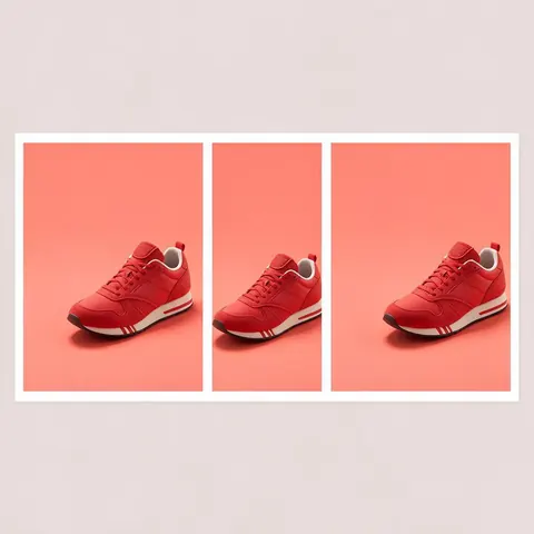 The same sneaker banner in square, vertical and wide shapes