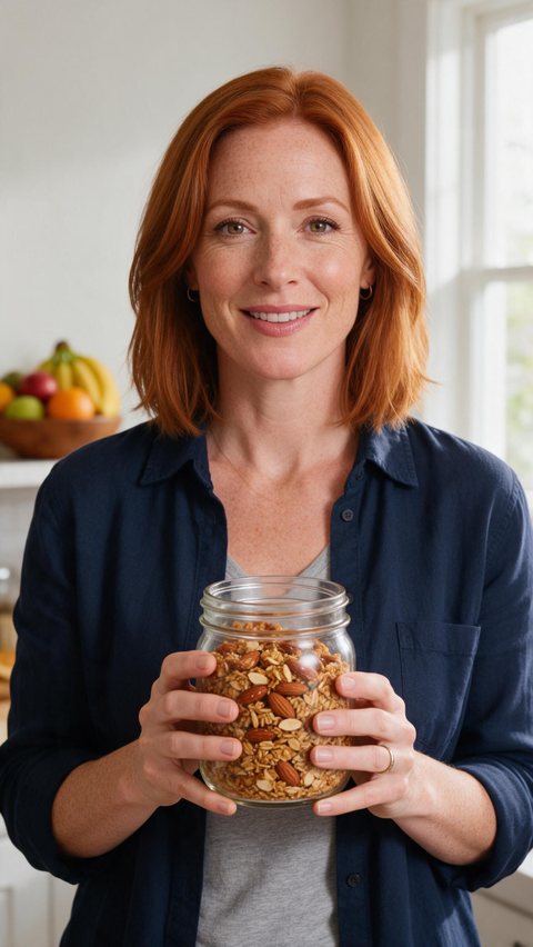 Granola testimonial-style ad: AI-generated testimonial-style Reels ad of a granola jar in a home kitchen