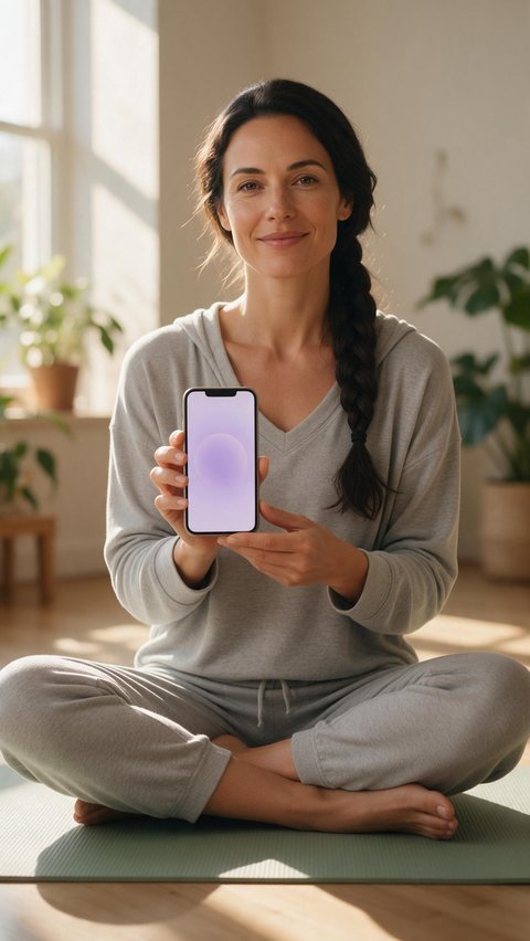 Meditation app promo: AI-generated app-promo Reels ad of a meditation app on a yoga mat