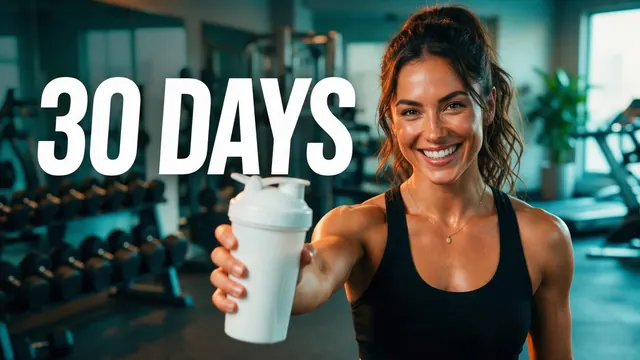 Protein shake challenge thumbnail: AI-generated YouTube thumbnail: a gym-goer with a shaker and a bold headline