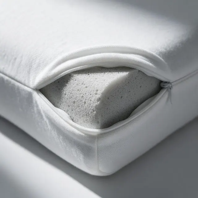 Memory foam pillow detail: AI-generated closeup listing image showing memory foam pillow texture