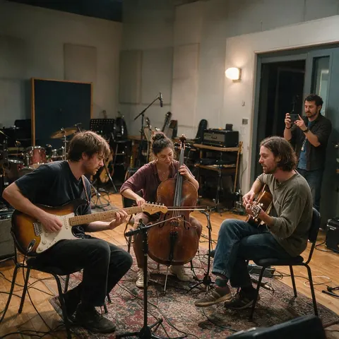 Manager filming a band rehearsal on a phone