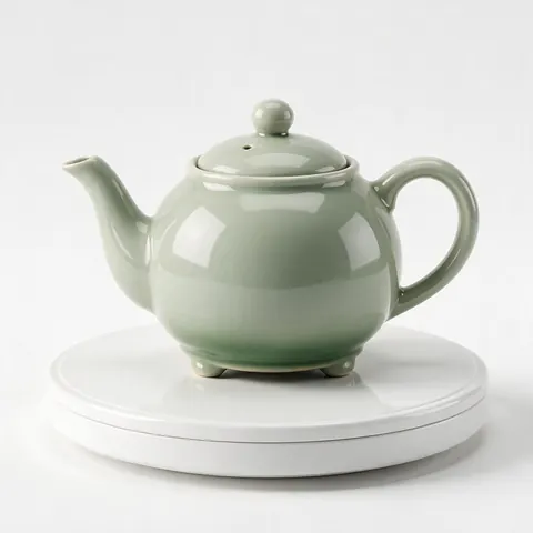 Ceramic teapot 3D model on a white turntable