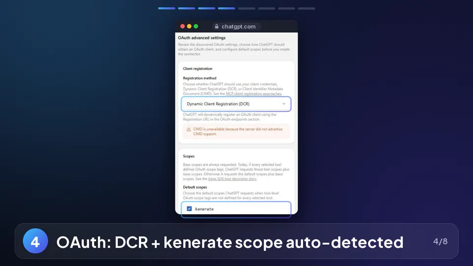 ChatGPT: OAuth with dynamic client registration detected