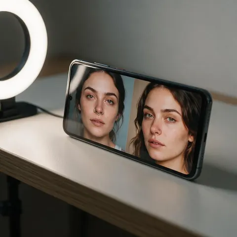 Phone comparing a septum ring and a nostril stud