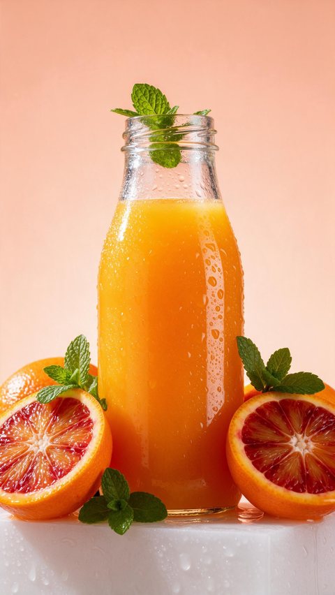 Cold-pressed juice showcase: AI-generated product video: a chilled juice bottle with citrus and condensation