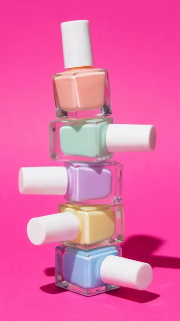 Nail polish colour pop: AI-generated colour-pop TikTok image of pastel nail polish bottles