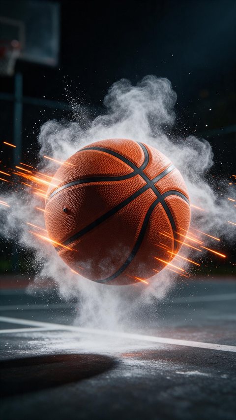 Basketball chalk hypermotion: AI-generated hypermotion TikTok ad of a basketball smashing through chalk dust