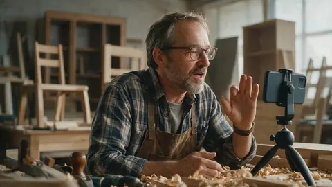 A workshop owner filming a product walk-through