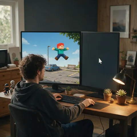 Game developer reviewing a 3D hero character jumping in a filmed clip