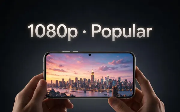 1080p · Popular title card — a vertical phone held in a hand showing a crisp