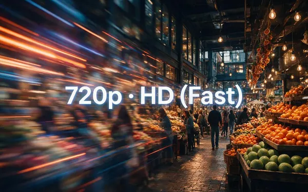 720p · HD (Fast) title card — a soft