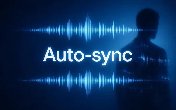 Auto-sync title card — two glowing waveforms lining up perfectly on a dark background