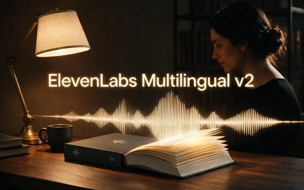 ElevenLabs Multilingual v2 title card — a long