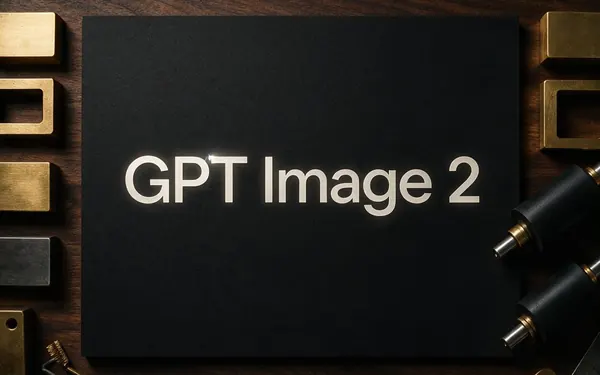 GPT Image 2 title card — elegant gold-foil lettering pressed into thick black letterpress card