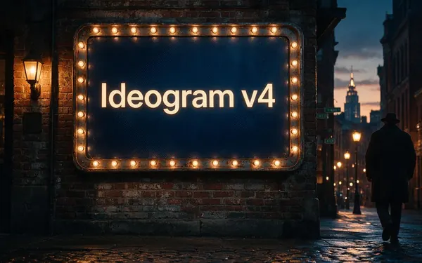 Ideogram v4 title card — a bold vintage enamel shop sign with the title on it