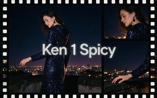 Ken 1 Spicy title card — glamorous high-fashion editorial