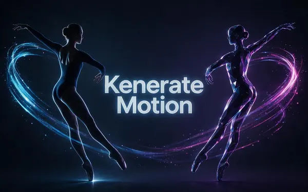 Kenerate Motion title card — a dancer's silhouette whose motion is being copied onto a stylised character