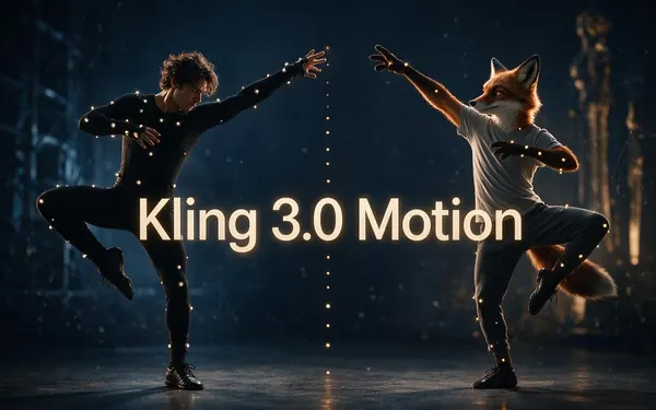 Kling 3.0 Motion title card — a dancer's move copied onto an animated character