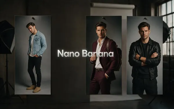Nano Banana title card — a bright creative studio scene
