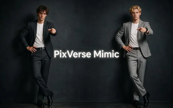 PixVerse Mimic title card — a character mimicking a reference pose