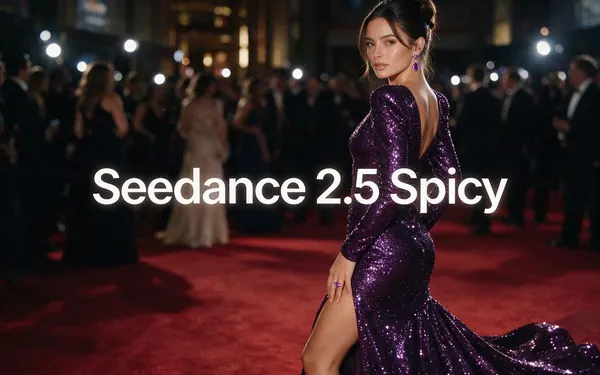 Seedance 2.5 Spicy title card — glamorous high-fashion editorial