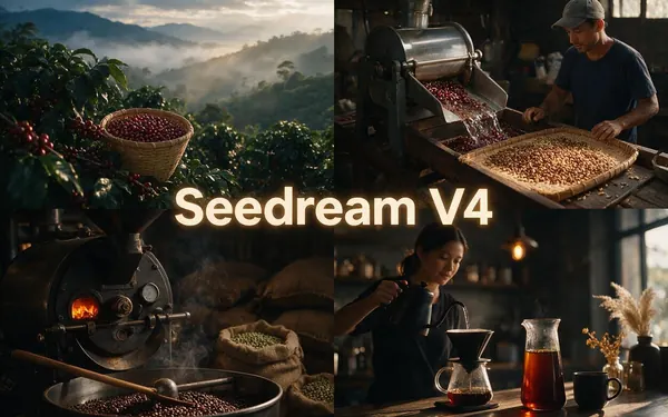 Seedream V4 title card — a layout-aware multi-panel poster