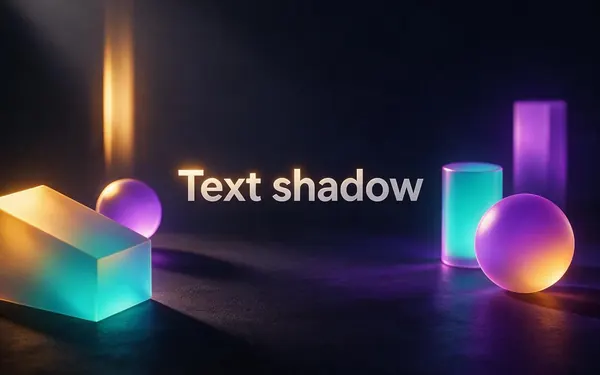 Text shadow title card — soft glowing shapes casting deep shadows on a dark surface