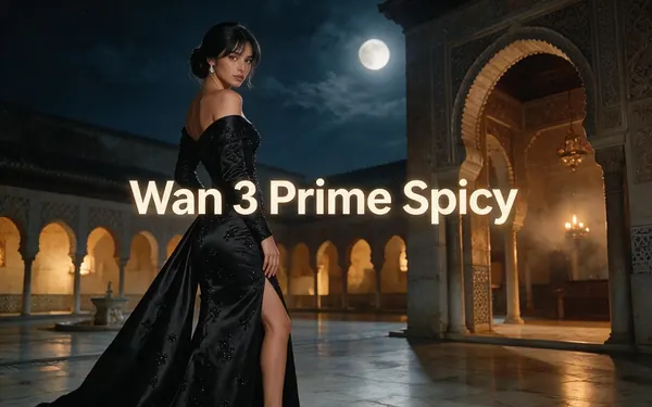 Wan 3 Prime Spicy title card — glamorous high-fashion editorial