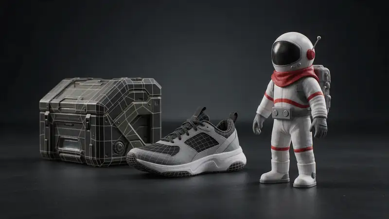 Game-ready 3D assets with quad wireframe overlays