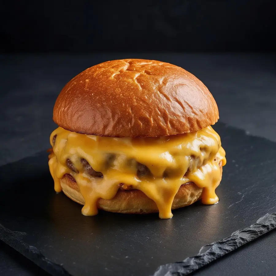AI food photography of a cheeseburger