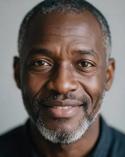 The same man aged from 30 to about 60: fine wrinkles, greying hair and a grey beard