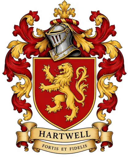 Hartwell lion crest family crest
