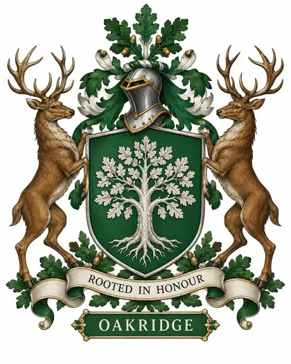 Oakridge oak and stags family crest