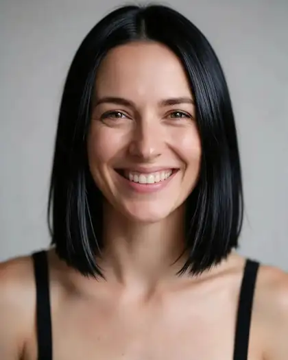 Same woman with jet black hair