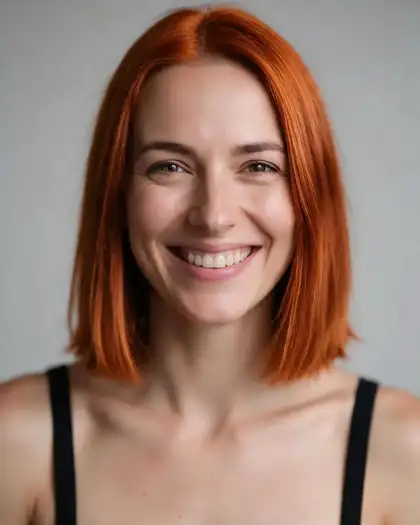 Same woman with copper red hair