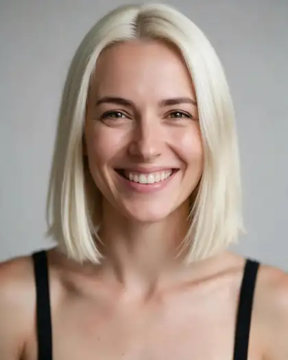 Same woman with platinum blonde hair