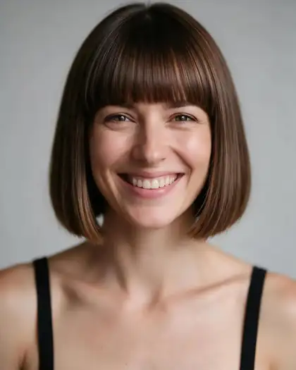 Same woman with a bob with bangs