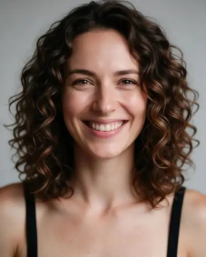 Same woman with a natural curls