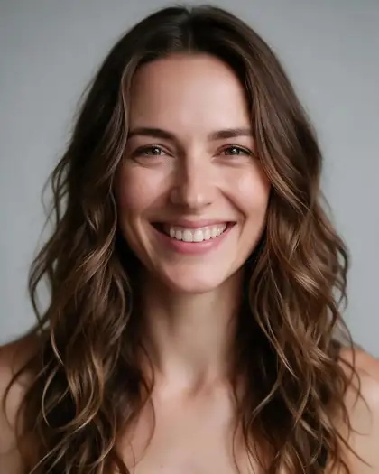 Same woman with a long beach waves