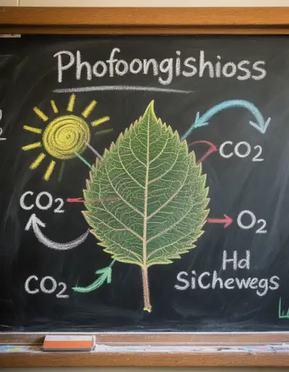 Chalkboard diagram (garbled text)