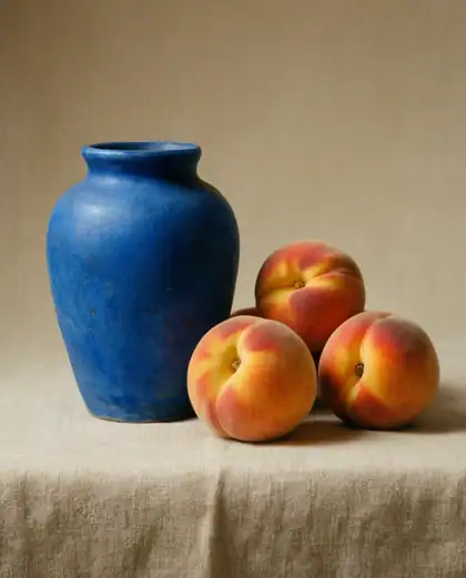 Peaches and vase