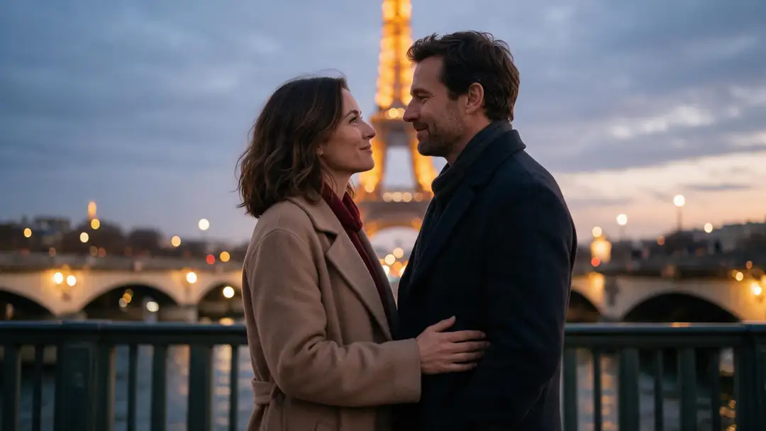 Paris bridge kiss