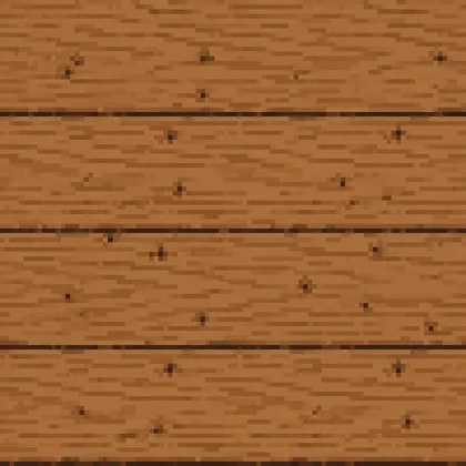 Blocky pixel art texture of four horizontal oak wood planks with dark seams and grain