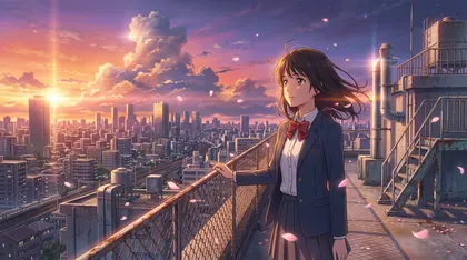 Anime rooftop key visual — made with Nano Banana 2.1