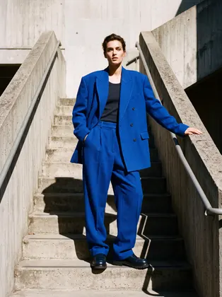 Cobalt suit editorial — made with Nano Banana 2.1
