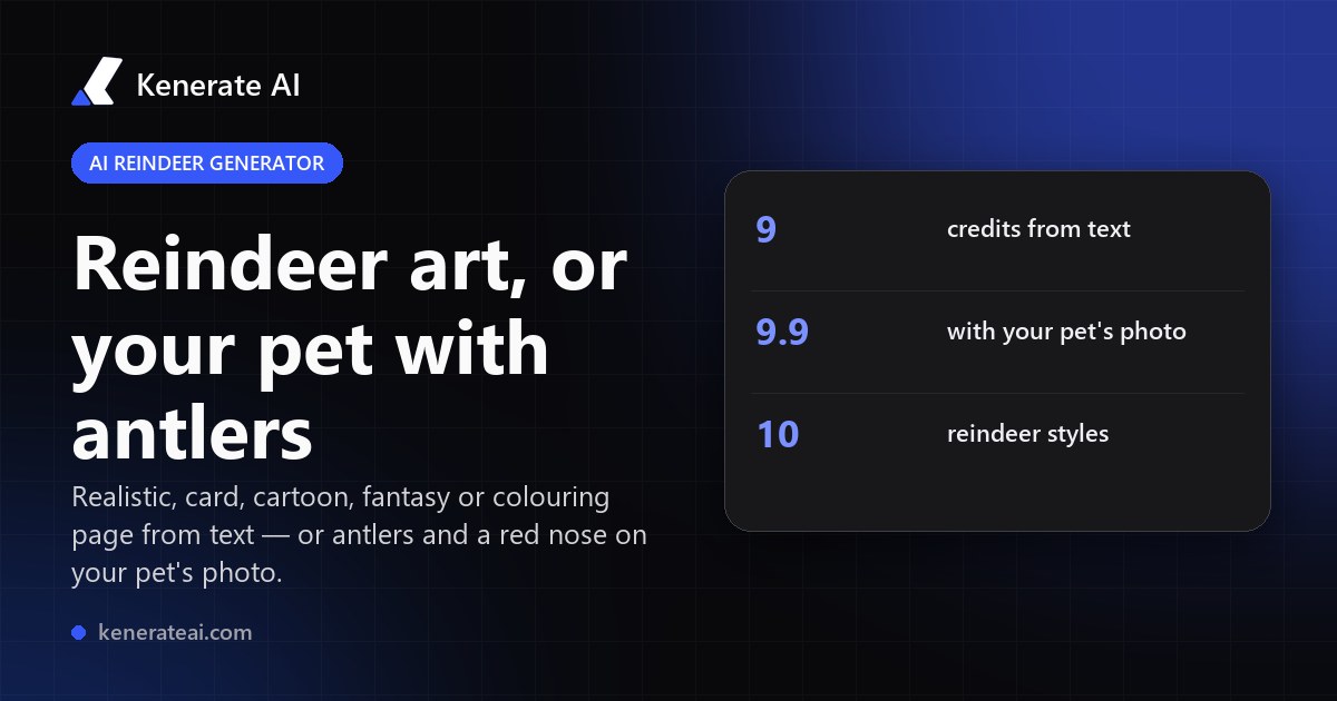 AI Reindeer Generator — Art, Cards & Your Pet With Antlers