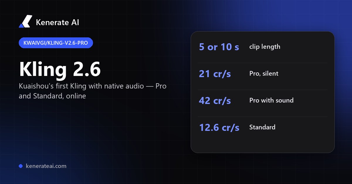 Kling 2.6 on Kenerate AI